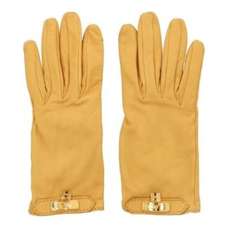 Herm&egrave;s Pre-owned Accessories, female, Yellow, Size: ONE SIZE Pre-owned Kelly gloves, size 7.5
