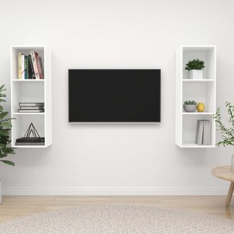vidaXL Vidaxl - Muebles De Sal&oacute;n De Pared 2 Uds Madera Ingenier&iacute;a Blanco