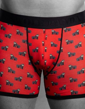 Swole Panda Mens Gorillas Bamboo Boxer Brief, Red/black - Size: XL 36-40 / 92-102cm