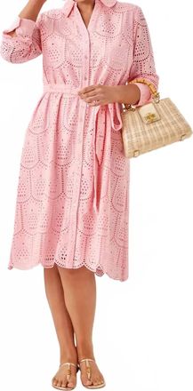 Lilly Pulitzer Eira Midi Shirtdress In Pink Muse Pineapple Tile Eyelet
