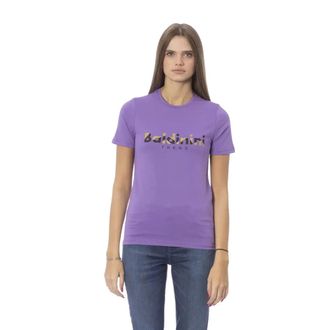 Baldinini T-shirt met ronde hals - Dames - T-shirts - Paars - S - Katoen - Tops