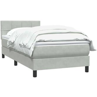 vidaXL Cama Box Spring Con Colch&oacute;n Terciopelo Gris Claro 80x210 Cm Vidaxl