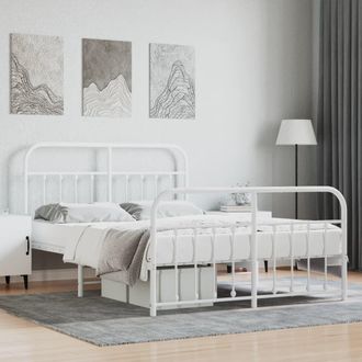 Berkfield Home Metal Bed Frame with Headboard & Footboard White 140x200 cm