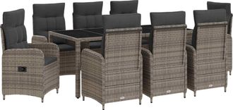 vidaXL Juego De Comedor Para Exteriores 9 Uds. Rat&aacute;n Sint&eacute;tico Vidaxl