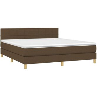 vidaXL Vidaxl - Cama Box Spring Con Colch&oacute;n Led Tela Marr&oacute;n Oscuro 180x200 Cm