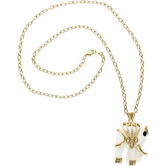 Olivia Welles Elephant Luck Pendant Necklace in Gold /White at Nordstrom Rack