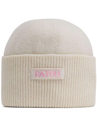 Patou logo-patch beanie - White