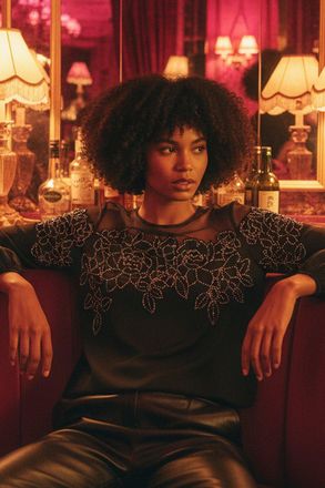 Roman Sequin Detail Bubble Hem Top