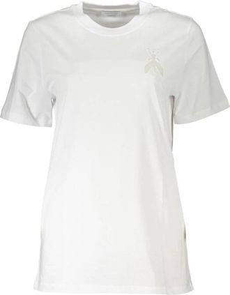 Patrizia Pepe Stijlvol Geborduurde Crew Neck Tee - Dames - T-shirts - Wit - XS - Katoen - Tops