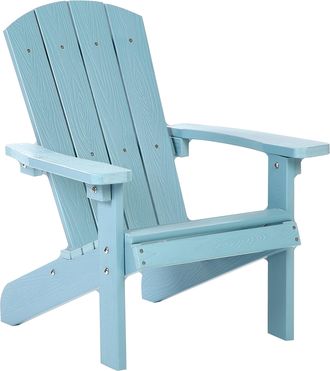 Beliani Silla De Jard&iacute;n Infantil Para Ni&ntilde;os De Madera Pl&aacute;stica De Exterior Azul Claro Adirondack