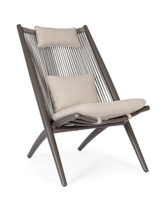 Outdoor Living Sill&oacute;n de aluminio con tejido de cord&oacute;n de poli&eacute;ster marr&oacute;n