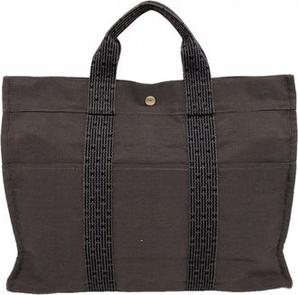 Herm&egrave;s Gray Canvas Tote Bag (Pre-Owned)
