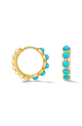 Dower & Hall Medium Azure Turquoise Huggie Hoops in Yellow Gold Vermeil at Nordstrom