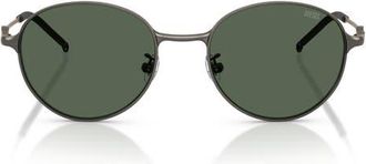 Diesel 52mm Round Sunglasses in Matte Gun Metal /Dark Green at Nordstrom