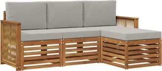 vidaXL Conjunto De Sof&aacute;s De Exterior 4 Uds. Natural Y Gris Claro Vidaxl