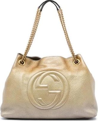 Gucci Pre-owned Soho Chain Tote Bag - Dames - Vintage Schoudertas - Geel - ONE Size - Leer - Vintage