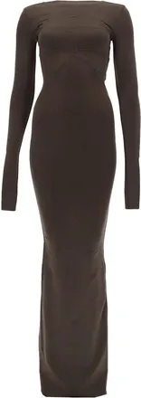 Rick Owens Black High Neckline Back Slit Gown