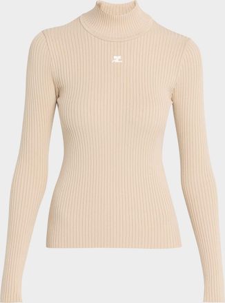 Courr&egrave;ges Turtleneck Long-Sleeve Rib Sweater