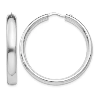 Diamond2Deal Sterling Silver 5x36mm Half Round Tube Hoop Earrings