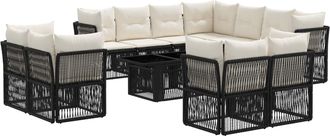 vidaXL Conjunto De Sof&aacute;s De Jard&iacute;n 12 Uds. Negro Rat&aacute;n Sint&eacute;tico Vidaxl