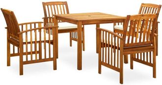 vidaXL Set Comedor De Jard&iacute;n 5 Pzas Y Cojines Madera Maciza De Acacia Vidaxl