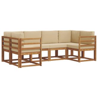 vidaXL Conjunto De Sof&aacute;s De Exterior Con Coj&iacute;n 6 Pcs Natural Y Beige Vidaxl