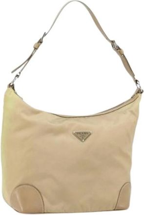 Prada Pre-owned Vintage Nylon Schoudertas - Dames - Vintage Schoudertas - Beige - ONE Size - Nylon - Vintage