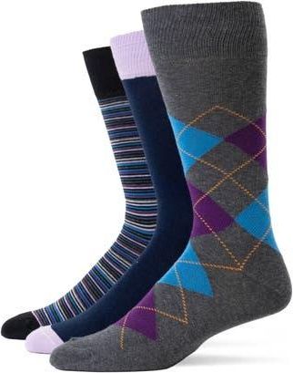 Lorenzo Uomo Assorted 3-Pack Crew Socks in Navy at Nordstrom Rack, Size 10-13