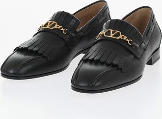 Valentino GARAVANI Kiltie Leather Loafers with Gold Detail Valentino