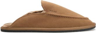 HUGO BOSS Mens Home Mule Slippers - Tan Suede - Size UK 10