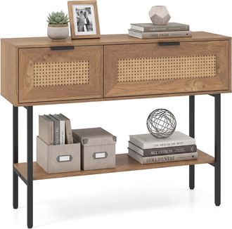 Costway Costway Console Consolle Ingresso Tavolo Mobile Mobiletto Tavolino Table Legno Metallo Moderno Slim Stretta Salvaspazio Classico Corridoio Entrata Sog