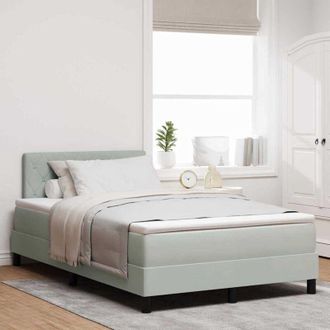 vidaXL Vidaxl - Cama Con Somier Y Colch&oacute;n Gris Claro 120 X 190 Cm Tela