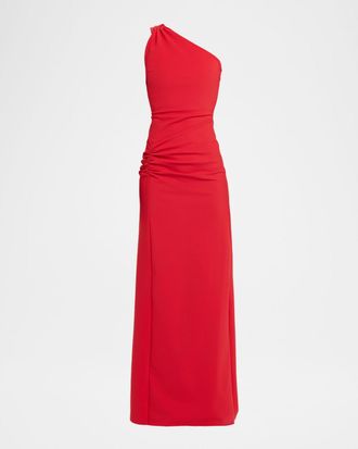La Petite Robe Di Chiara Boni Kashana Ruched One-Shoulder Long Gown