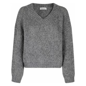 Roberto Collina Jersey Cuello V ML - Knitwear - Mujer - Gris - XS