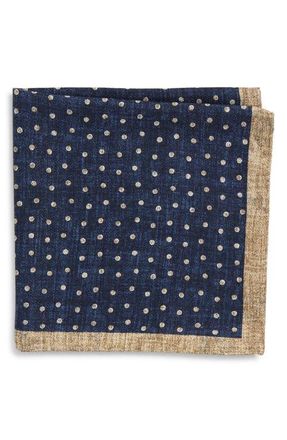 Jack Victor Thelon Dotted Silk Pocket Square in Navy at Nordstrom