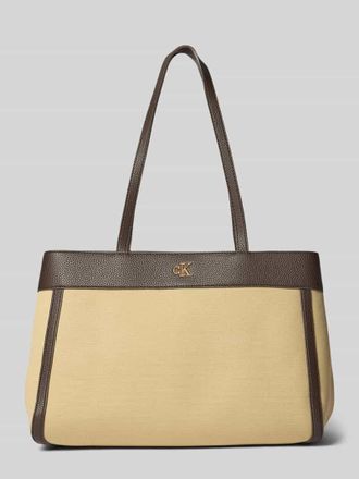 Calvin Klein Shopper aus Baumwoll-Canvas in Beige, Gr&ouml;&szlig;e 1