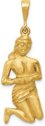 Diamond2Deal 14k Yellow Gold Satin Diamond-cut Virgo Zodiac Charm