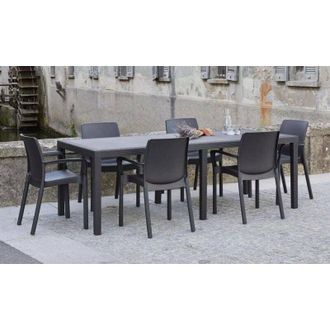 OEM Mesa De Jard&iacute;n Roma, Mesa De Comedor Extensible Rectangular, Mesa De Jard&iacute;n Extensible Efecto Rat&aacute;n, 100% Made In Italy, Cm 150x90h72, Antracita