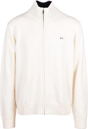 Sun 68 Zip Cardigan Merino Wool - White