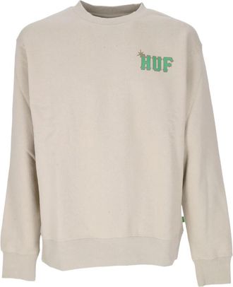 HUF Sideline Crewneck - Heren - Sweatshirts - Beige - XL - Katoen - Hoodies & sweatvesten