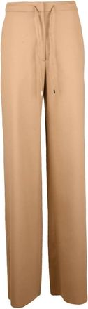 Max Mara Denaro Wijde Broek - Dames - Wijde Broeken - Bruin - 3XS - Wol - Broeken