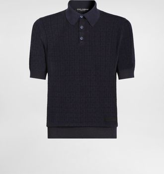 Dolce & Gabbana Polo Shirt With Broderie Anglaise Lace Detailing - Man Sweaters And Cardigans Grey 46