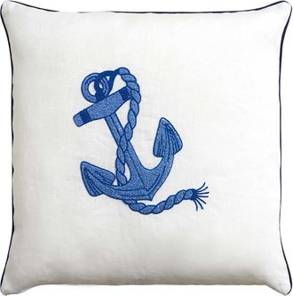 Biancoperla MILOS Cojín Decorativo, Blanco/Azul, 45x45