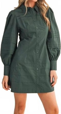 Merci Oak Lane Pintuck Dress In Forest Green