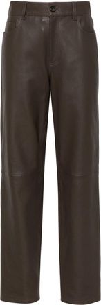 Toteme 5 Pocket trousers - women - Viscose/Lambskin - 40 - Brown