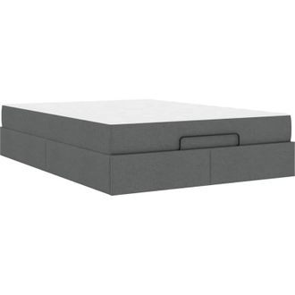 vidaXL Vidaxl - Estructura De Cama Con Colch&oacute;n Gris Oscuro 140 X 200 Cm Tela