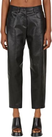 Stella McCartney Faux Leather Broek - Dames - Straight fit broeken - Zwart - M - Broeken