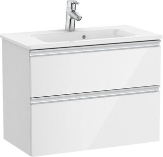 Roca Roca - Pack Unik Mueble Base Compacto De 2 Cajones + Lavabo The Gap Color: Blanco Brillo - Medidas: 705x380x537 Mm