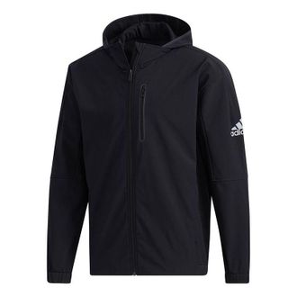 adidas M Mh Wrm Wd Jkt Solid Color Fleece Lined Stay Warm Hooded Jacket Black GE0408