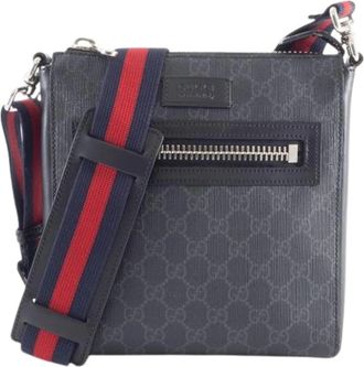 Gucci Pre-owned Cross Body Bags, male, Black, Size: ONE SIZE Pre-owned Leather Cross Body Bag